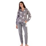 Kadın Polar Uzun Kol Gri Pijama Takım C0T4N0O403 GRİ S