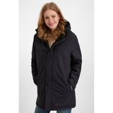 Kadın Polarlı Su ve Rüzgar Geçirmez Kapüşonlu Kışlık Mont Kaban Parka - Lacivert - 3XL