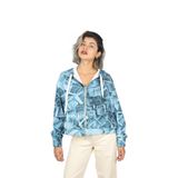 Kadın Polo Yaka Desenli Kısa Mavi Sweatshirt 6L2M9C 1J88Z-F933