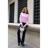 Kadın Polo Yaka Düğme Detaylı Triko Kazak Pembe - 25K 2546 - Standart