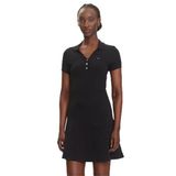Kadın Polo Yaka Fit & Flare Kesim Fitilli Elbise - Siyah