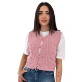 Kadın Ponponlu Bağlamalı Triko Süveter – Dokulu & Romantik Stil, pembe, standart