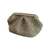 Kadın Pörtföy El Çantası Clutch Açık Gold Çanta Parti Dügün Gece Çantası Handmade Straw Bag Metallic Gold Raffia Bag Pouch Bag