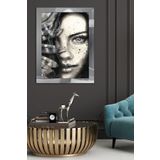 Kadın Portre Gümüş Tek Parça Pleksi Tablo, 60 x 80, PT-093