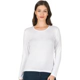 Kadın Premium Yumuşak Rahat Kumaş Viskon Bisiklet Yaka Uzun Kollu Örme Bluz - Beyaz - XL