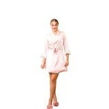 Kadın Pudra Pembe Tüylü Bride Gelin Sabahlık, M, LD15052-198IGP100546