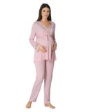 Kadın Pudra Uzun Kollu Hamile Lohusa Pijama Takımı 8092, S, KTS8092-69804IGP2831687