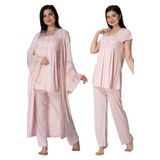 Kadın Pudra Uzun Prenses Sabahlıklı Dantelli Sabahlıklı Hamile Lohusa Pijama Takımı Effort, 2XL, B5011EF-19804IGP2715445