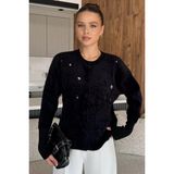Kadın Pul Işlemeli Yumoş Iplik Triko Ceket (S-M-L-Xl Uyumludur) P-00018068 - Siyah - Standart
