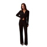 Kadın Rahat Kalıp Geniş Paçalı Yün Karışımlı Siyah Pantolon LV047E346G-WFW