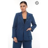 Kadın Rahat Kesim Astarlı Ceket Pantolon Takım Elbise - Indigo Mavi