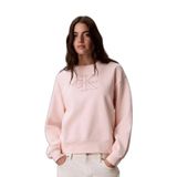 Kadın Rahat Kesim CK Logo İşlemeli Yuvarlak Yakalı Uzun Kollu Pembe Sweatshirt LV047G820G-VG3
