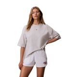 Kadın Rahat Kesim Logo Etiketli Pamuklu Kısa Kollu Gri T-Shirt LV047D204G-P74