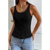 Kadın Rahat Kullanım Siyah Kolsuz Kalın Askılı Uzun Crop Top Bluz & Atlet