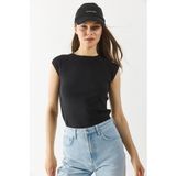 Kadın Reglan Kollu Slim Fit Tişört%100 Pamuk - Siyah SİYAH