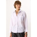 Kadın Regular Fit Cepli Poplin Gömlek%100 Pamuk - Beyaz BEYAZ