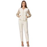 Kadın Regular Fit Fermuarlı Kolları Renk Geçişli Uzun Kollu Ekru Ceket 24511-JACKET-EKRU