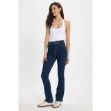 Kadın Regular Fit Klasik Kesim Pamuklu Likralı İspanyol Paça Lacivert Jean Kot Pantolon