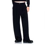 Kadın Regular Fit Normal Bel Pileli Geniş Paça Siyah Pantolon XW001826 AF16125-UC001