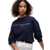 Kadın Regular Fit Pamuklu Bisiklet Yaka Uzun Kollu Mavi Sweatshirt WW0WW47831-C1G