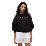 Kadın Regular Fit Pamuklu Bisiklet Yaka Uzun Kollu Siyah Sweatshirt WW0WW47831-BDS