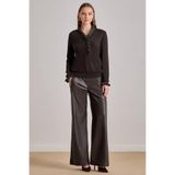 Kadın Regular Fit Püsküllü V Yaka Uzun Kollu Kahverengi Bluz 25554-BLOUSE-KAHVERENGİ