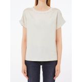 Kadın Regular Fit Yuvarlak Yaka%100 Pamuklu Kısa Kollu Bej T-Shirt WA5159J5923-20304