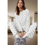 Kadın Regular Kalıp Uzun Kollu Pamuklu Pijama Takımı Modern Stil Özel Tasarım Kaliteli İşçilik