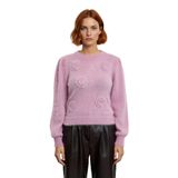 Kadın Regular Kesim Nakış Detaylı Polyester Triko Kazak Soğuk Havalarda Konforlu Ve Modern Bir Stil -Pembe-M