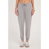 Kadın Relax Fit Rahat Kesim Modal Kumaş Beli Bağlamalı Lastikli Jogger Gri Pantolon