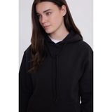 Kadın Relax Fit Rahat Kesim Pamuklu Kapüşonlu Kanguru Cepli Siyah Sweatshirt