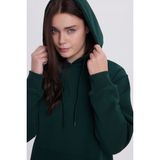 Kadın Relax Fit Rahat Kesim Pamuklu Kapüşonlu Kanguru Cepli Yeşil Sweatshirt