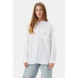 Kadın Relaxed Fit Cepli Esnek Poplin Gömlek - Beyaz