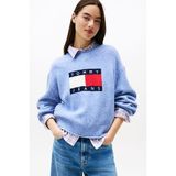 Kadın Relaxed Fit Grafik Logolu Triko Kazak - Mavi - XS