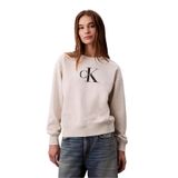 Kadın Relaxed Fit Monogram Logolu Sweatshirt - Krem Melanj