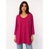 Kadın Relaxed Fit Uzun Kollu Regular Boy Viskoz Bluz - Pembe