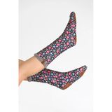 Kadın Renkli Desenli Kışlık Çorap Kaydırmaz Patik Crp-047 Flower Gri Wellsoft 43-44