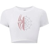 Kadın Renkli Spider Kristal Taş Baskılı Crop T-Shirt Beyaz - M