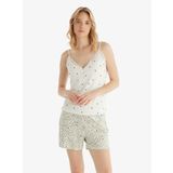 Kadın Ring Viskoz İnce Askılı Şortlu Krem Pijama Takımı C8T5N8O15 KREM L