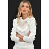 Kadın Robası Fırfırlı Beyaz Kazak - XL
