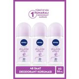 Kadın Roll-on Deodorant Double Effect 50ml, Ter Kokusuna Karşı 48 Saat Koruma, X3 Adet