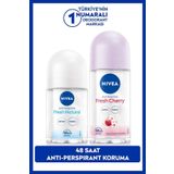Kadın Roll-on Deodorant Fresh Cherry 50ml ve Mini Roll-on Fresh Natural 25ml Set, 48 Saat Koruma