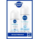 Kadın Roll-on Deodorant Fresh Natural 50ml Ve Mini Roll-on Fresh Natural 25ml, 48 Saat Koruma