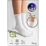 Kadın Roll-Top Lastiksiz Dikişsiz Bambu Soket Çorap 4 Çift