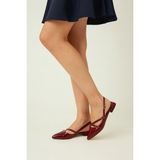 Kadın Rugan Çapraz Bantlı Slingback Stiletto Ayakkbı Bordo