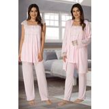 Kadın Sabahlıklı Hamile Pijama Takımı (Pembe/L)