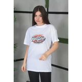 Kadın Salaş Stil Mistik Melek İllüstrasyonlu Beyaz Pamuklu Oversize Grafik Tişört