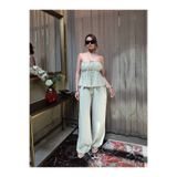 Kadın Salaş Straplez Bluz Pantolon Takım 0050