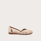 Kadın Sandalet 03M4 Frau Leather Caged Ballet Flats Wıth Thın Straps - Krem