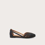 Kadın Sandalet 03M4 Frau Leather Caged Ballet Flats Wıth Thın Straps - Siyah